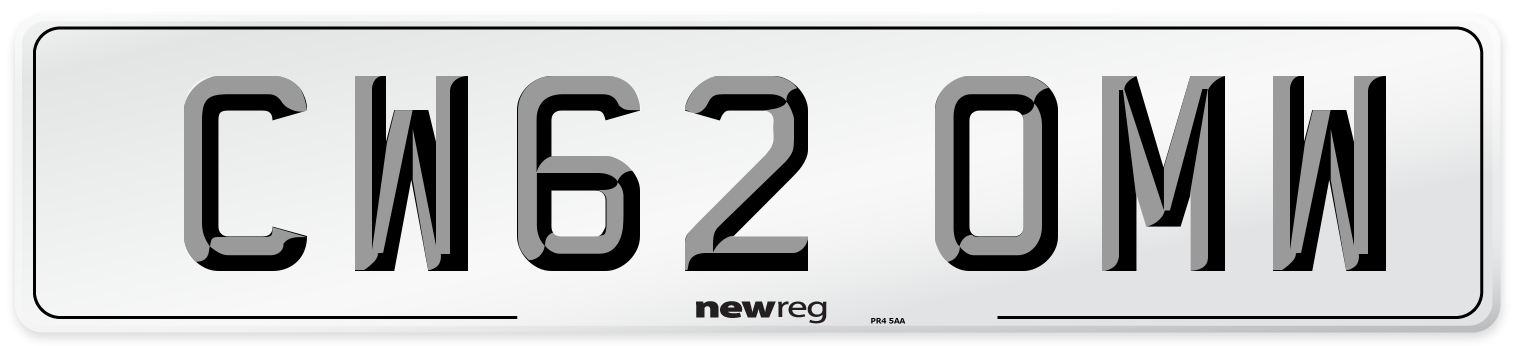 CW62 OMW Number Plate from New Reg